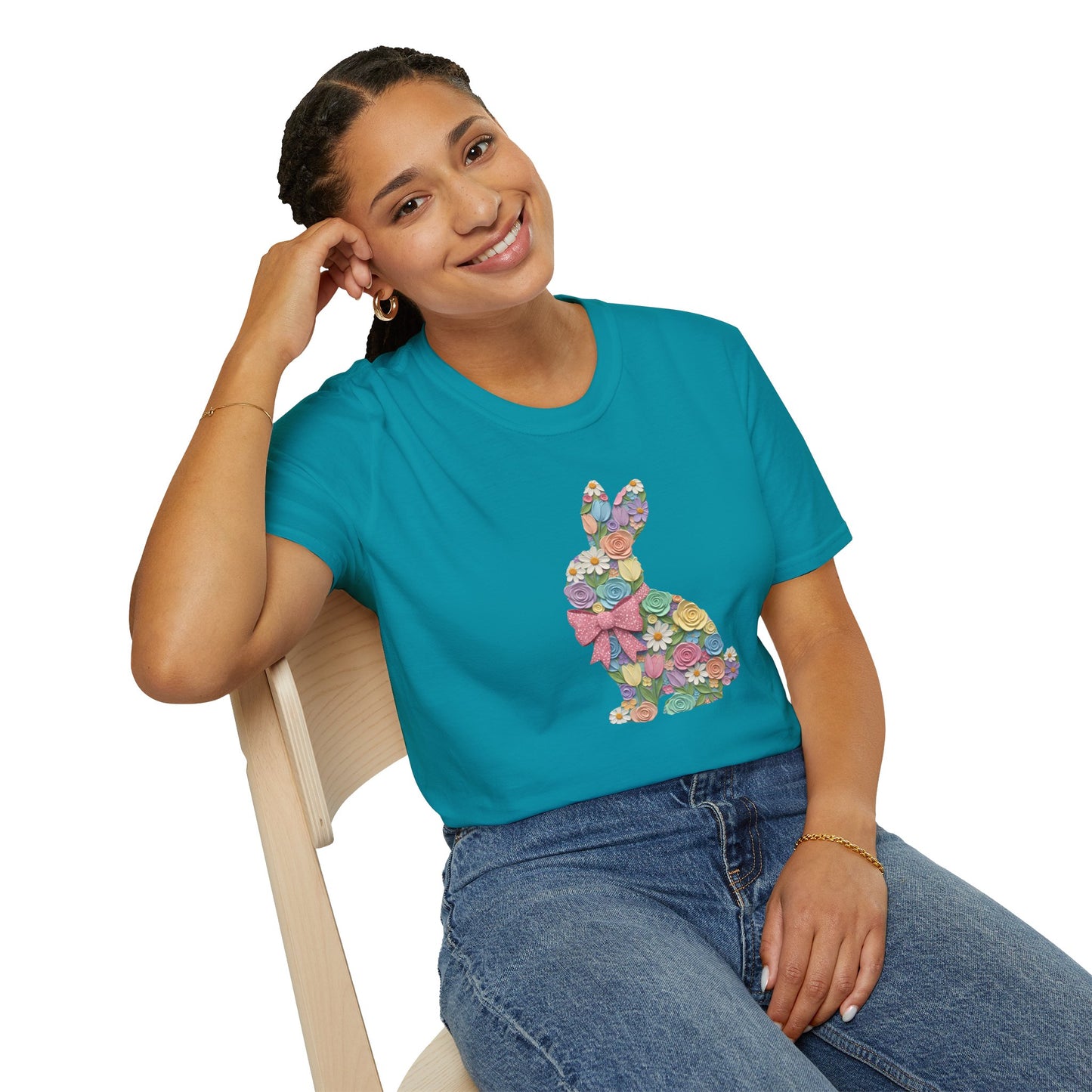 Floral Bunny T-Shirt — Pastel Spring Rabbit Tee