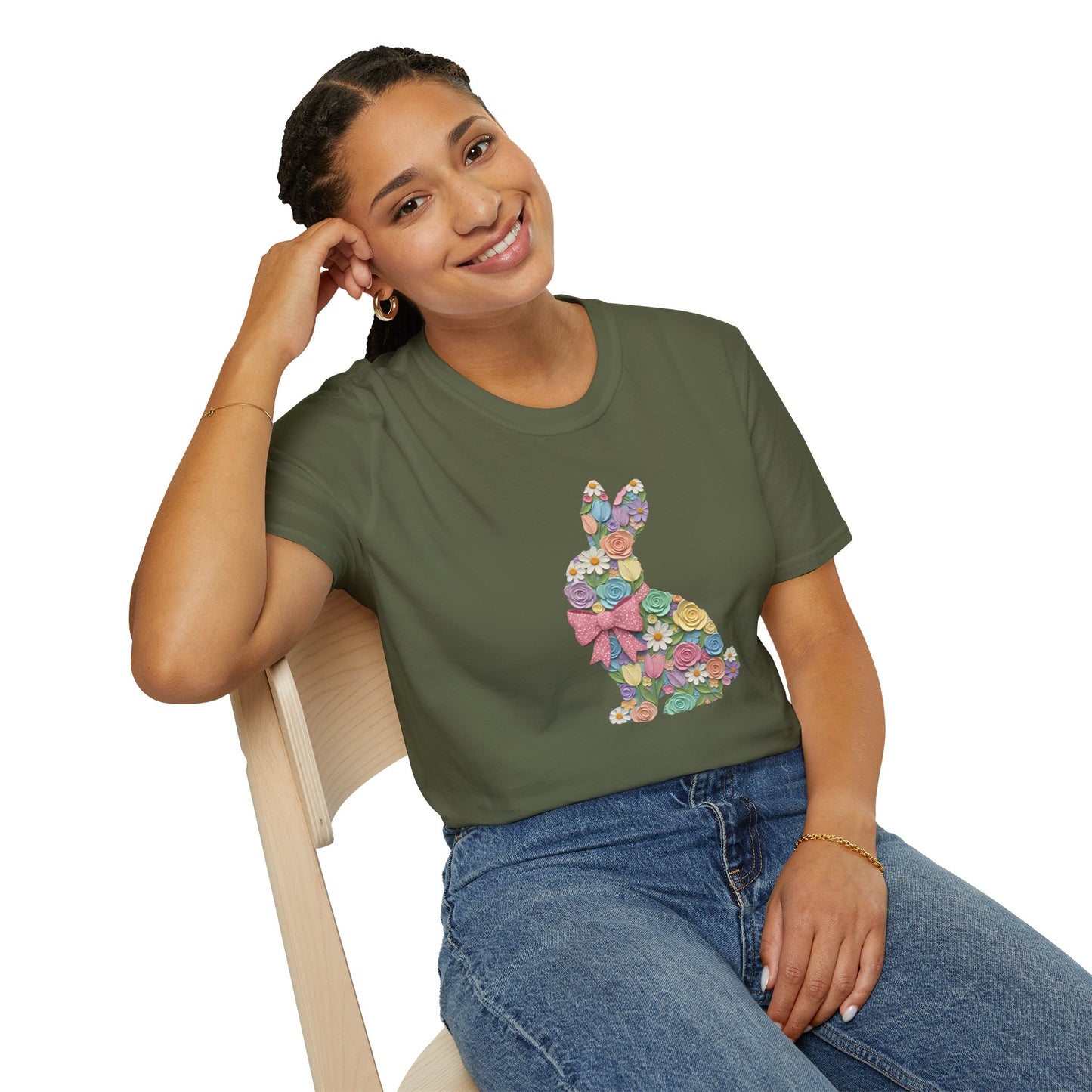 Floral Bunny T-Shirt — Pastel Spring Rabbit Tee