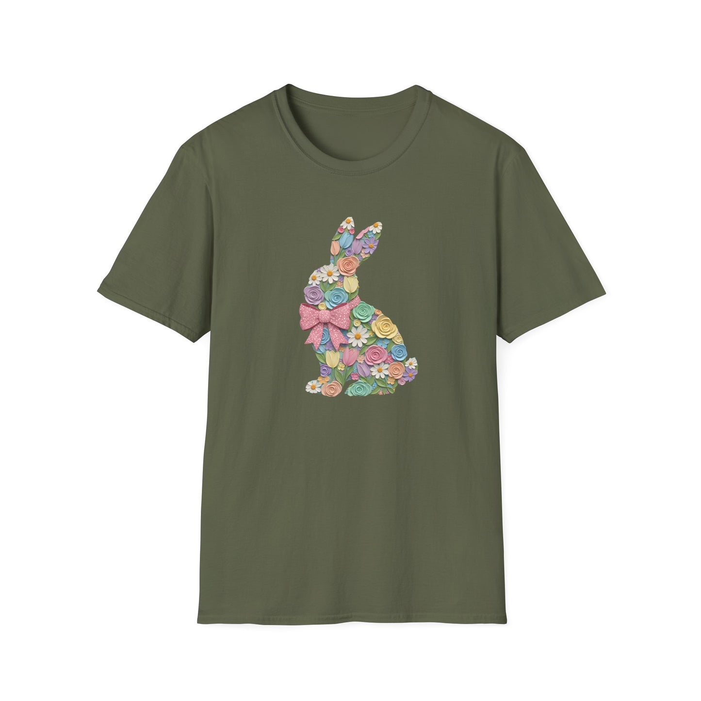 Floral Bunny T-Shirt — Pastel Spring Rabbit Tee