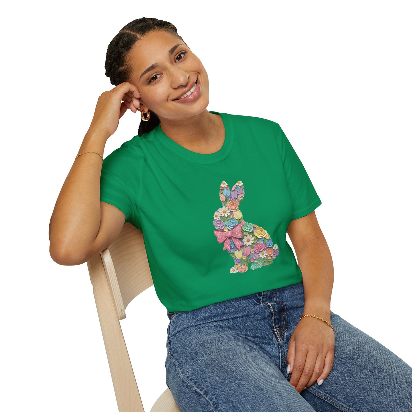 Floral Bunny T-Shirt — Pastel Spring Rabbit Tee