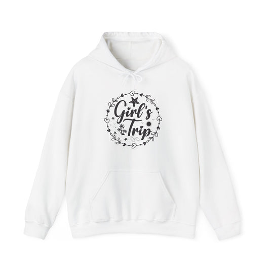 Hoodie — "Girl's Trip" Floral Circle Graphic Hoodie | Bachelorette & Travel Crew Pullover